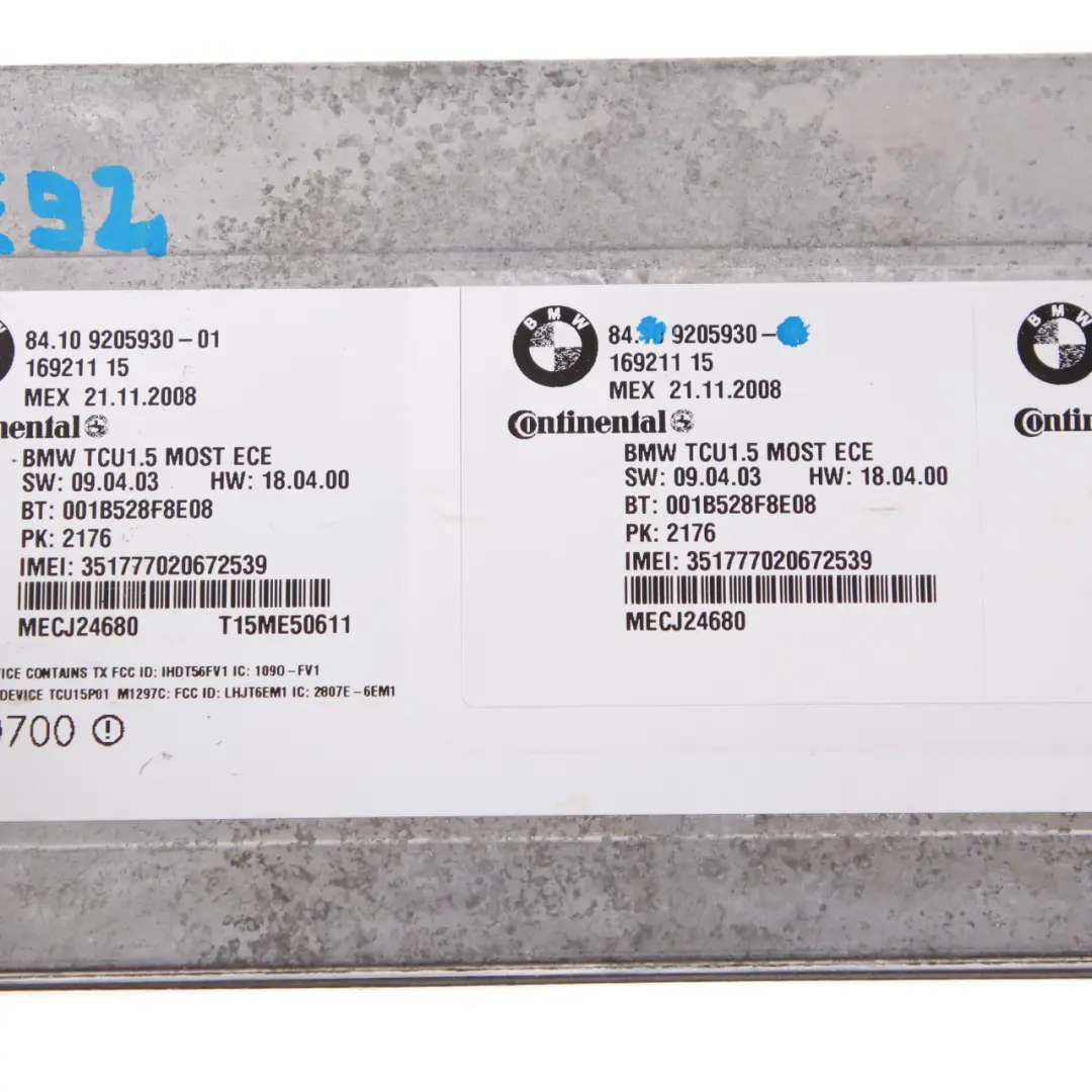 Telematics Bluetooth Control Unit Module to BMW E92 with Part number 9205930 BMW E92 Telematics Bluetooth Control Unit Module - SKU 9205930 - Part number 9205930
