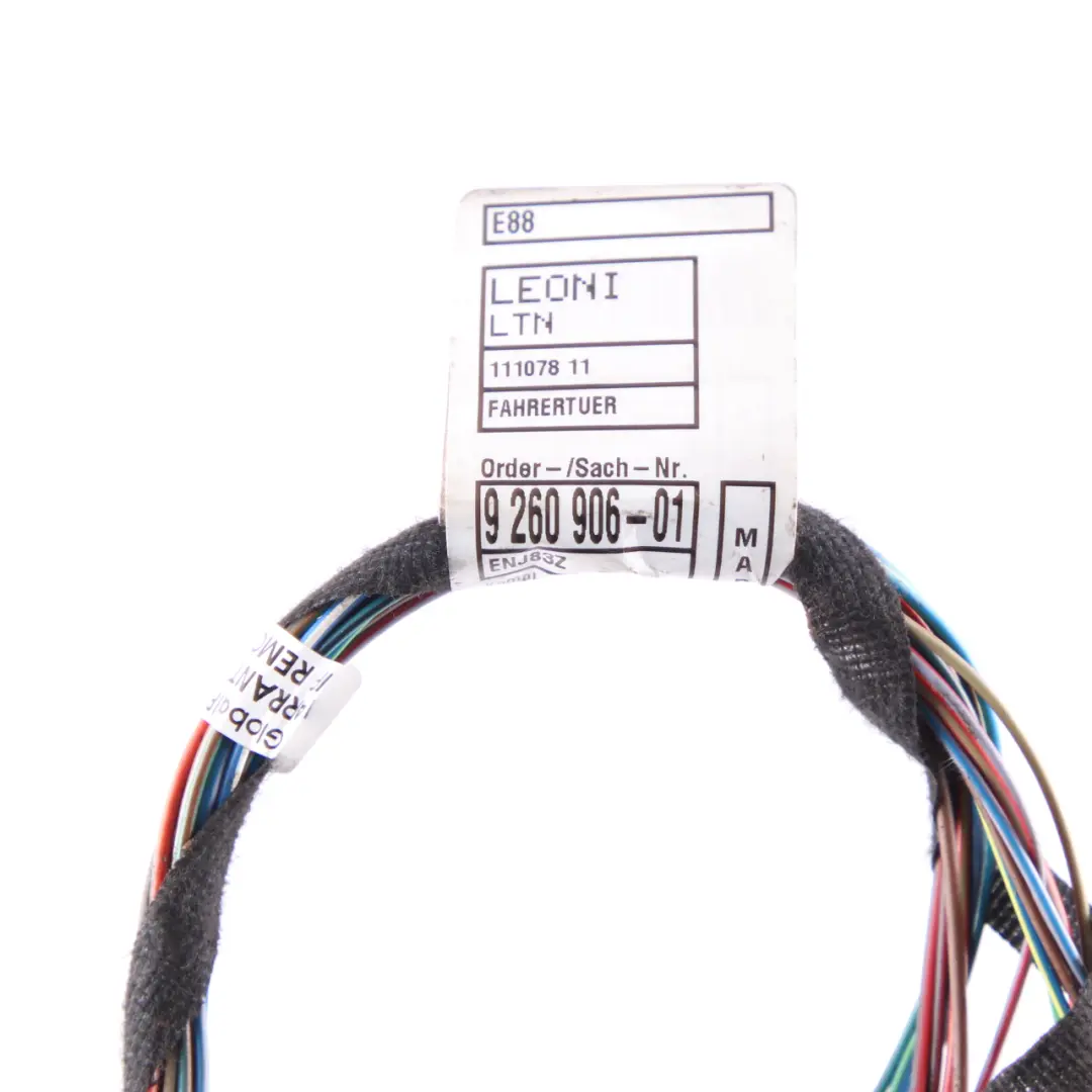 Wiring Cable Harness Loom Cabrio Door Driver Side Wire to BMW E88 with Part number 9260906 BMW E88 Wiring Cable Harness Loom Cabrio Door Driver Side Wire - SKU 9260906 - Part number 9260906