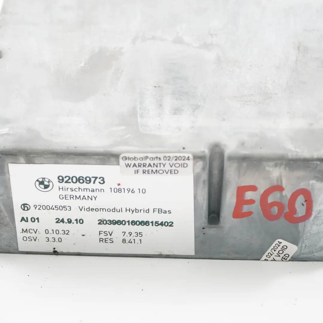 Moduł Wideo FBAS do BMW E60 E90 E91 X5 E70 Mini R56 o numerze 9206973 BMW E60 E90 E91 X5 E70 Mini R56 Moduł Wideo FBAS - SKU 9206973 - Numer Części 9206973