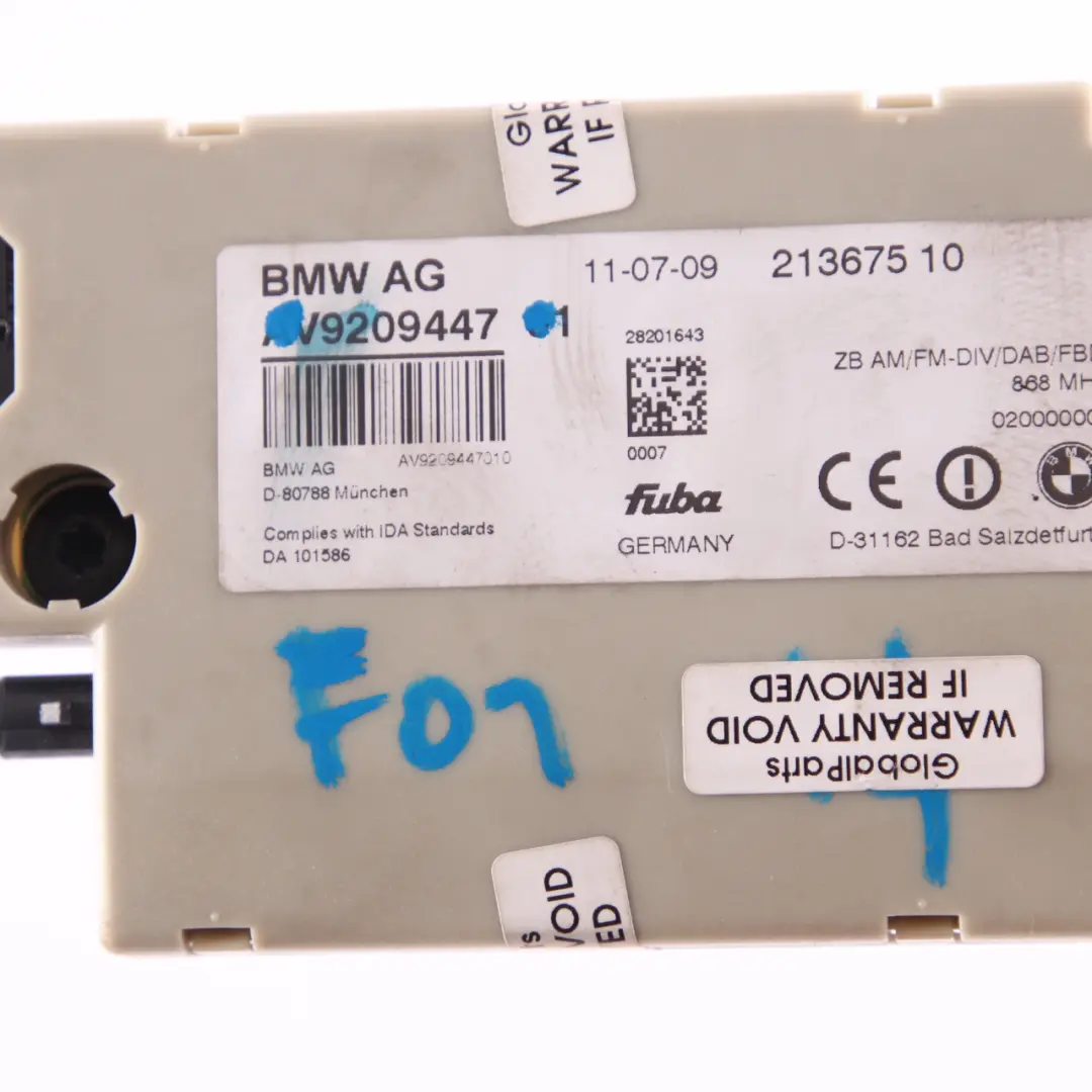  Antenna Amplifier BMW F01 Aeral Diversity 868 MHZ Control Unit FM DAB - SKU 9209447 - Part number 9209447