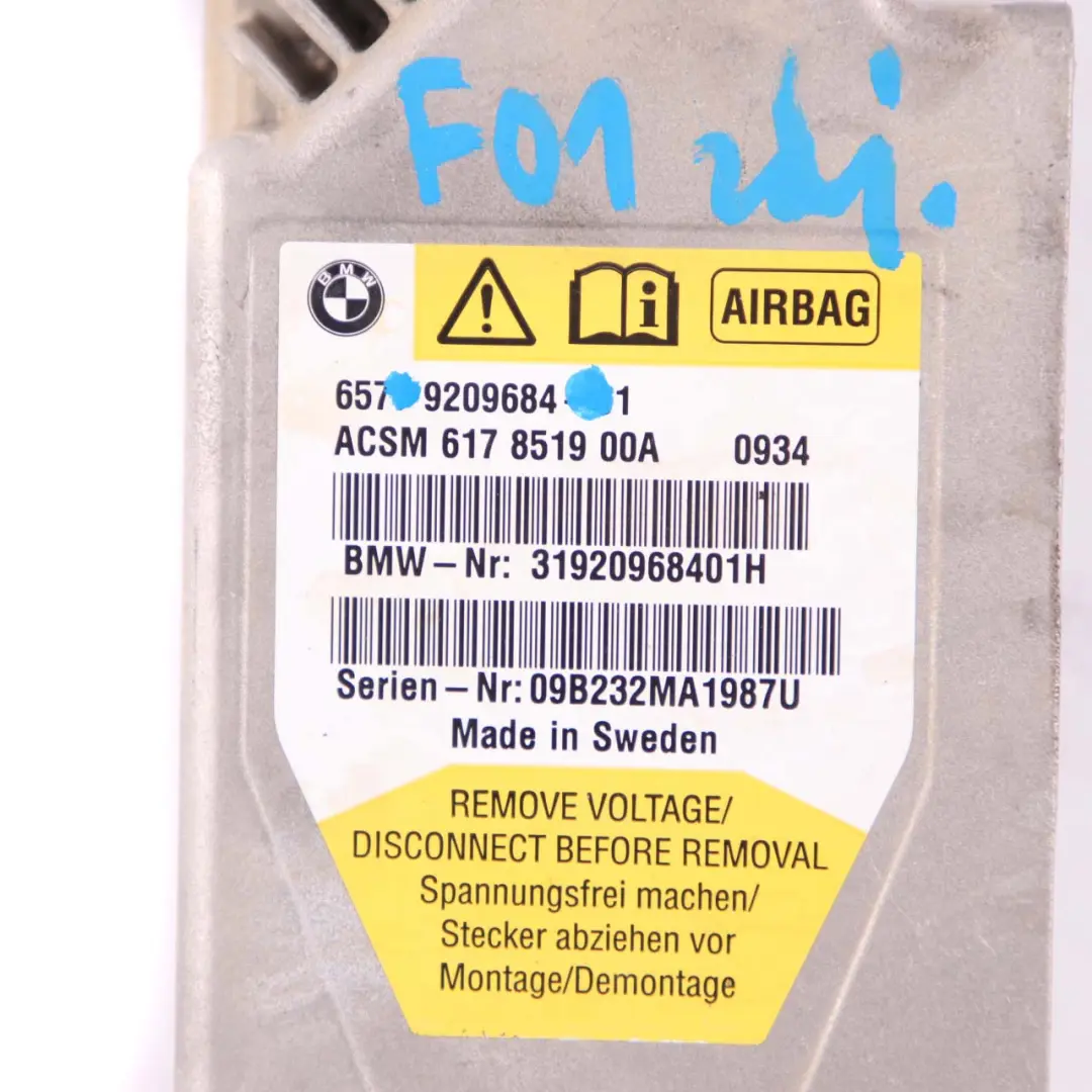 BMW F01 F02 F04 F07 ECU ICM Unité de contrôle Module d'air Bag - SKU 9209684 - Numéro de pièce 9266328