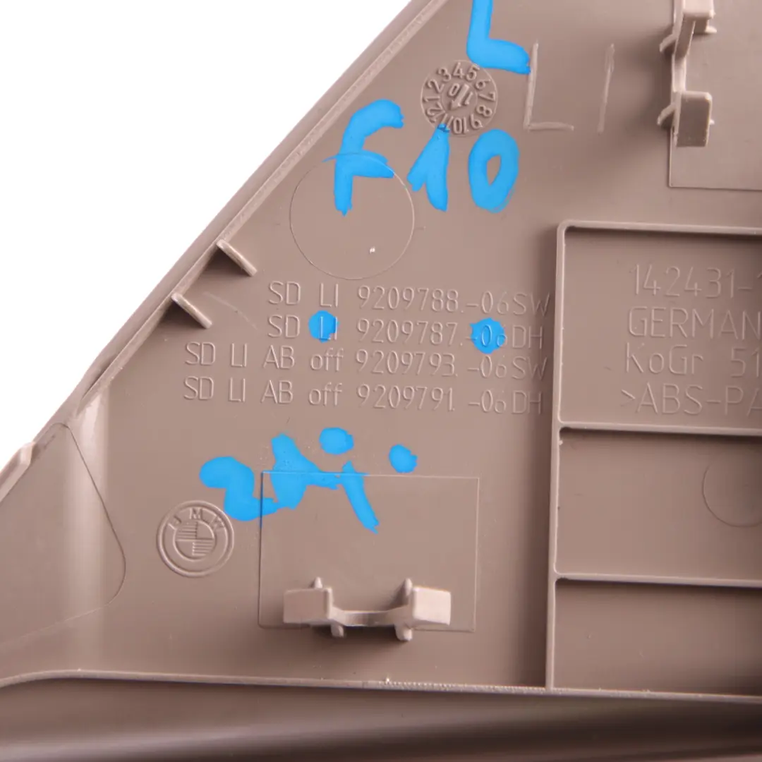 Dashboard Trim BMW F10 F11 LCI Dash Cover Panel Left N/S Oyster Dolomiti to with Part number 9209787 Dashboard Trim BMW F10 F11 LCI Dash Cover Panel Left N/S Oyster Dolomiti - SKU 9209787 - Part number 9209787