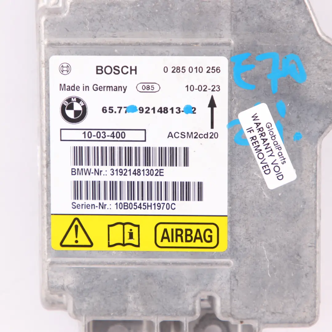 BMW X5 E70 Sicherheits-Airbag-Steuergerät-Modul ECU X6 E71 Bosch - SKU 9214813 - Teilenummer 9171948