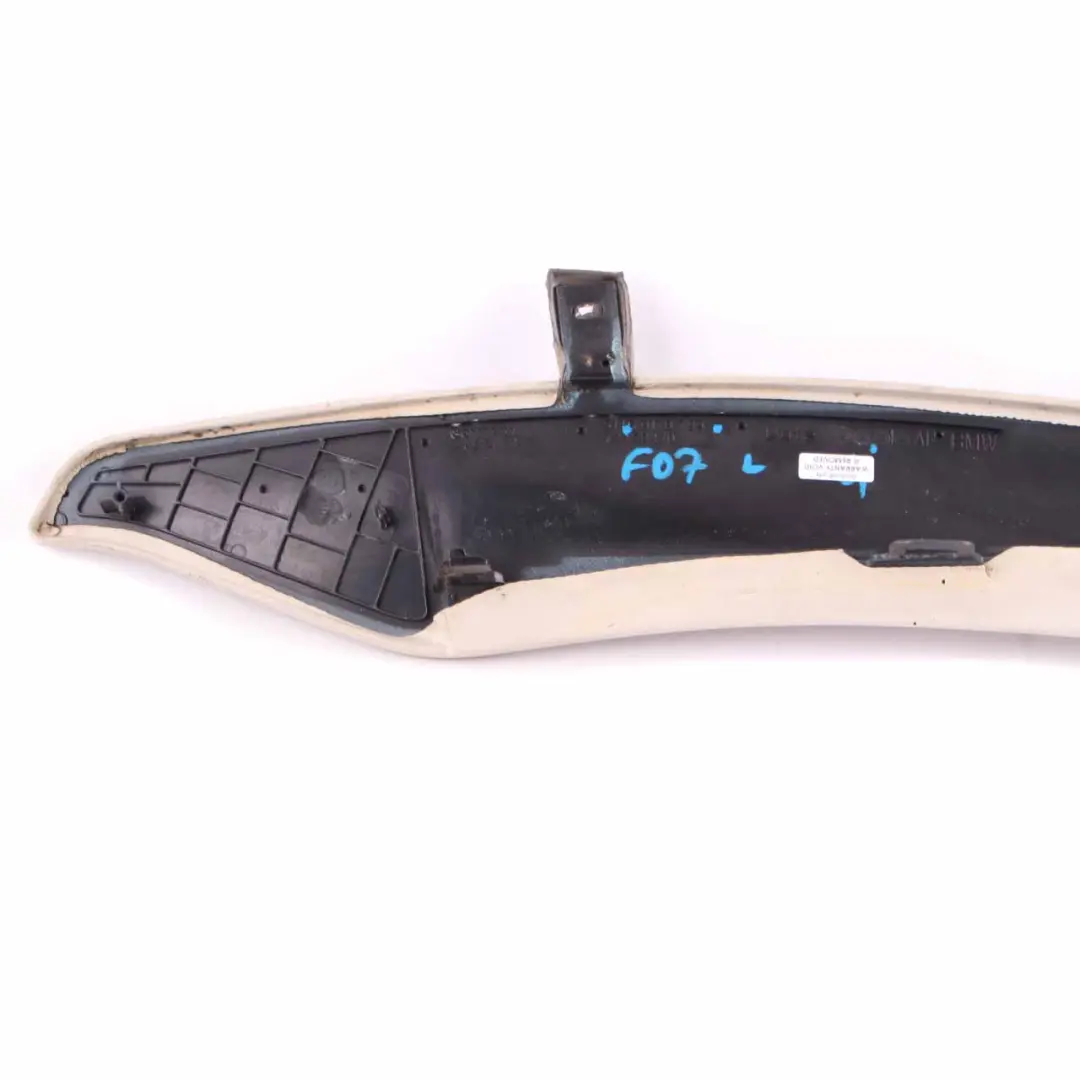 Centre Console Trim BMW F07 Left N/S Cover Strip Elfenbeinweiss 9178799 to with Part number 9214821 Centre Console Trim BMW F07 Left N/S Cover Strip Elfenbeinweiss 9178799 - SKU 9214821 - Part number 9214821