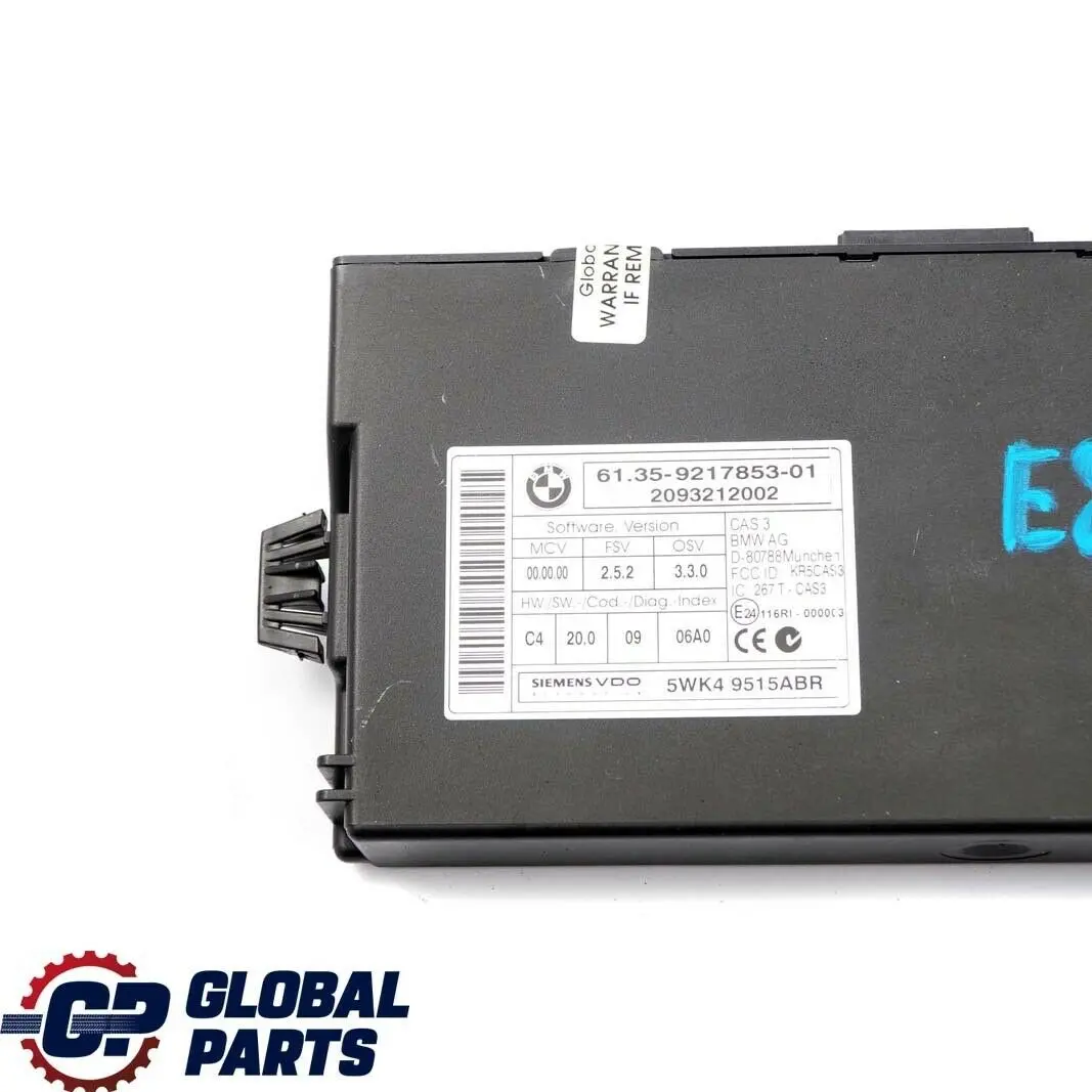 BMW 1 3 5 Serie E60 E87 E90 No Cas 3 ecu Appare de Commande - SKU 9217853 - Numéro de pièce 9217853