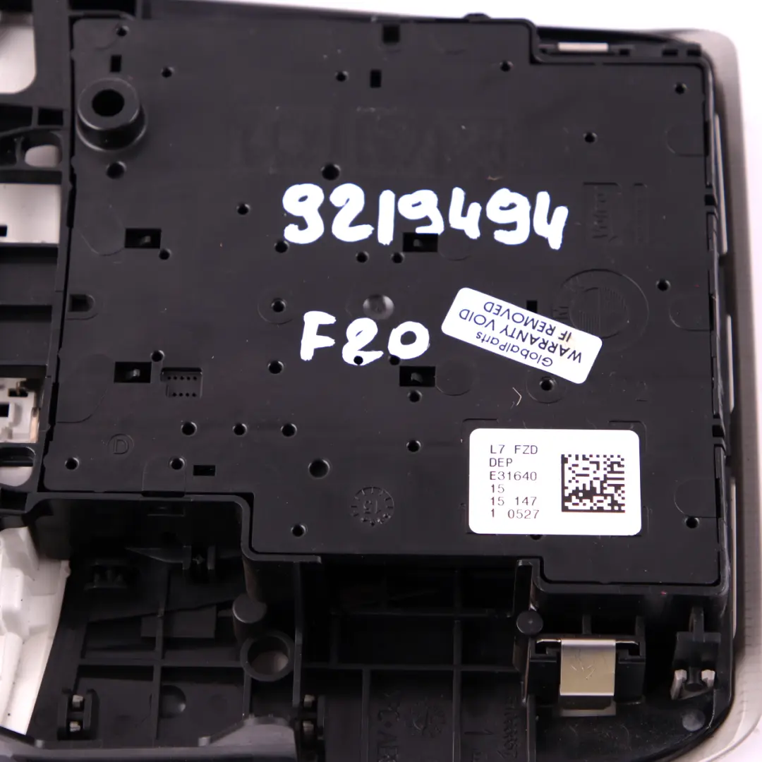 Switch Unit Roof Light Control Headliner Module Grey to BMW 1 2 Series F20 F21 F22 with Part number 9219494 BMW 1 2 Series F20 F21 F22 Switch Unit Roof Light Control Headliner Module Grey - SKU 9219494 - Part number 9219494