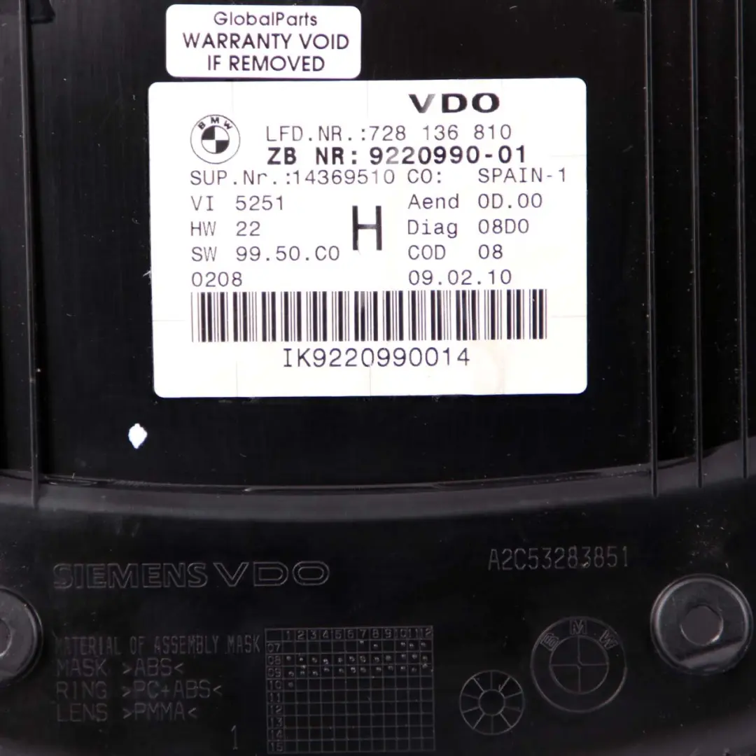 Instrument Speedometer Clocks 9220990 to BMW 3 E90 E91 E92 Diesel Automatic with Part number 9316154 BMW 3 E90 E91 E92 Diesel Automatic Instrument Speedometer Clocks 9220990 - SKU RHD-9220990 - Part number 9316154