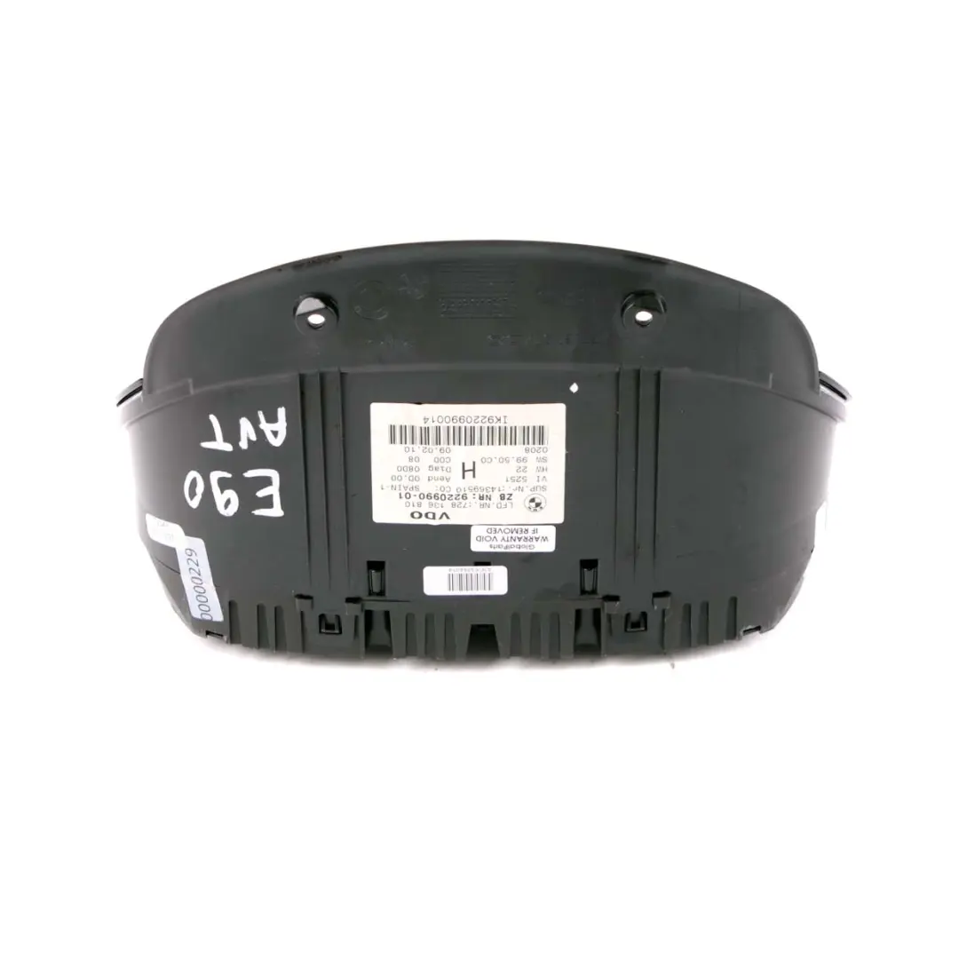 BMW 3 E90 E91 E92 Diesel Automatic Instrument Speedometer Clocks 9220990 - SKU RHD-9220990 - Part number 9316154