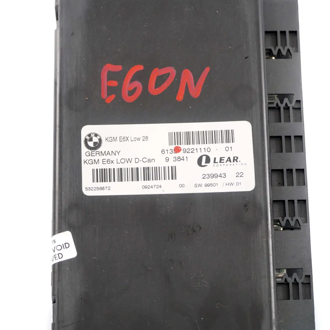 BMW E60 E61 LCI E63 E64 Body Gateway Modulo ECU Unidad De Control - SKU 9221110 - Número de pieza 9221110