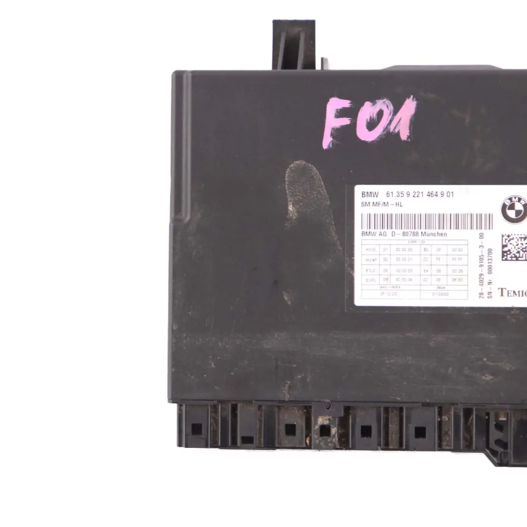 Module BMW F01 Front Left Control Unit Controller SM MF/M-HL to Seat with Part number 9221464 Seat Module BMW F01 Front Left Control Unit Controller SM MF/M-HL - SKU 9221464 - Part number 9221464