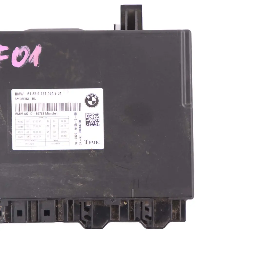 Module BMW F01 Front Left Control Unit Controller SM MF/M-HL to Seat with Part number 9221464 Seat Module BMW F01 Front Left Control Unit Controller SM MF/M-HL - SKU 9221464 - Part number 9221464