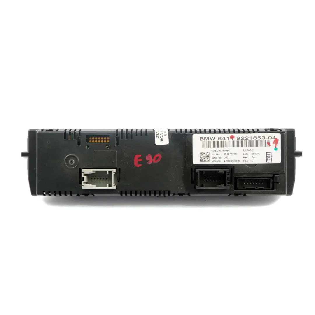 BMW E81 E87 E90 E91 E92 Automatic Air Conditioning Control - SKU 9221853-1 - Part number 9221853