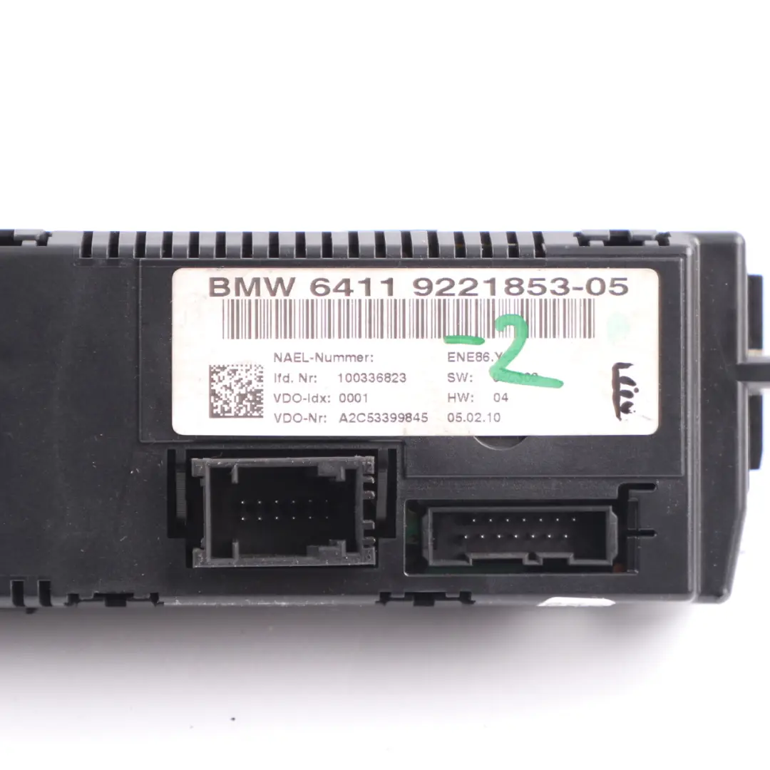 Control Unit BMW E81 E87 E90 E91 E92 Automatic Air Conditioning Module to with Part number 9221853 Control Unit BMW E81 E87 E90 E91 E92 Automatic Air Conditioning Module - SKU 9221853-2 - Part number 9221853