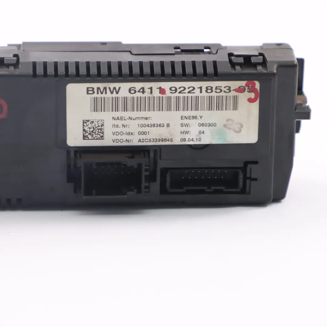  Control Unit BMW E81 E87 E90 E91 E92 Automatic Air Conditioning Module - SKU 9221853-3 - Part number 9221853
