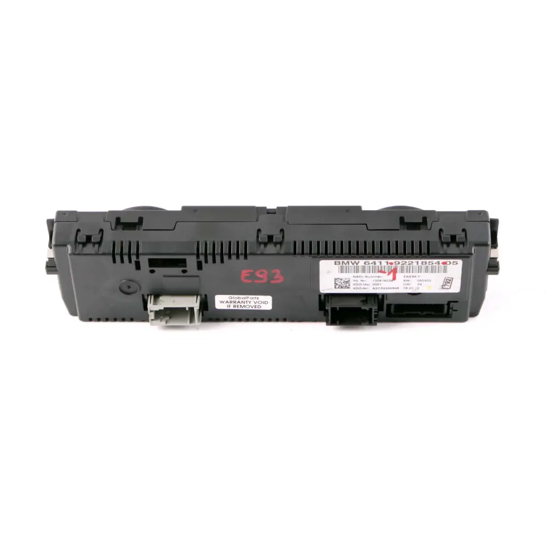 BMW 3 E92 E93 LCI Automatic Heater Air Conditioning A/C Control Panel 9221854 - SKU 9221854-1 - Part number 9292264