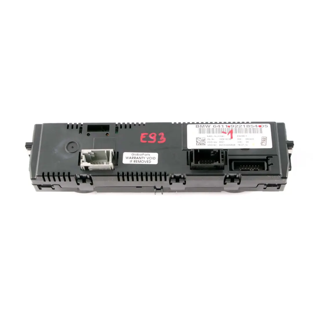 Heater Air Conditioning A/C Control Panel 9221854 to BMW 3 E92 E93 LCI Automatic with Part number 9292264 BMW 3 E92 E93 LCI Automatic Heater Air Conditioning A/C Control Panel 9221854 - SKU 9221854-1 - Part number 9292264