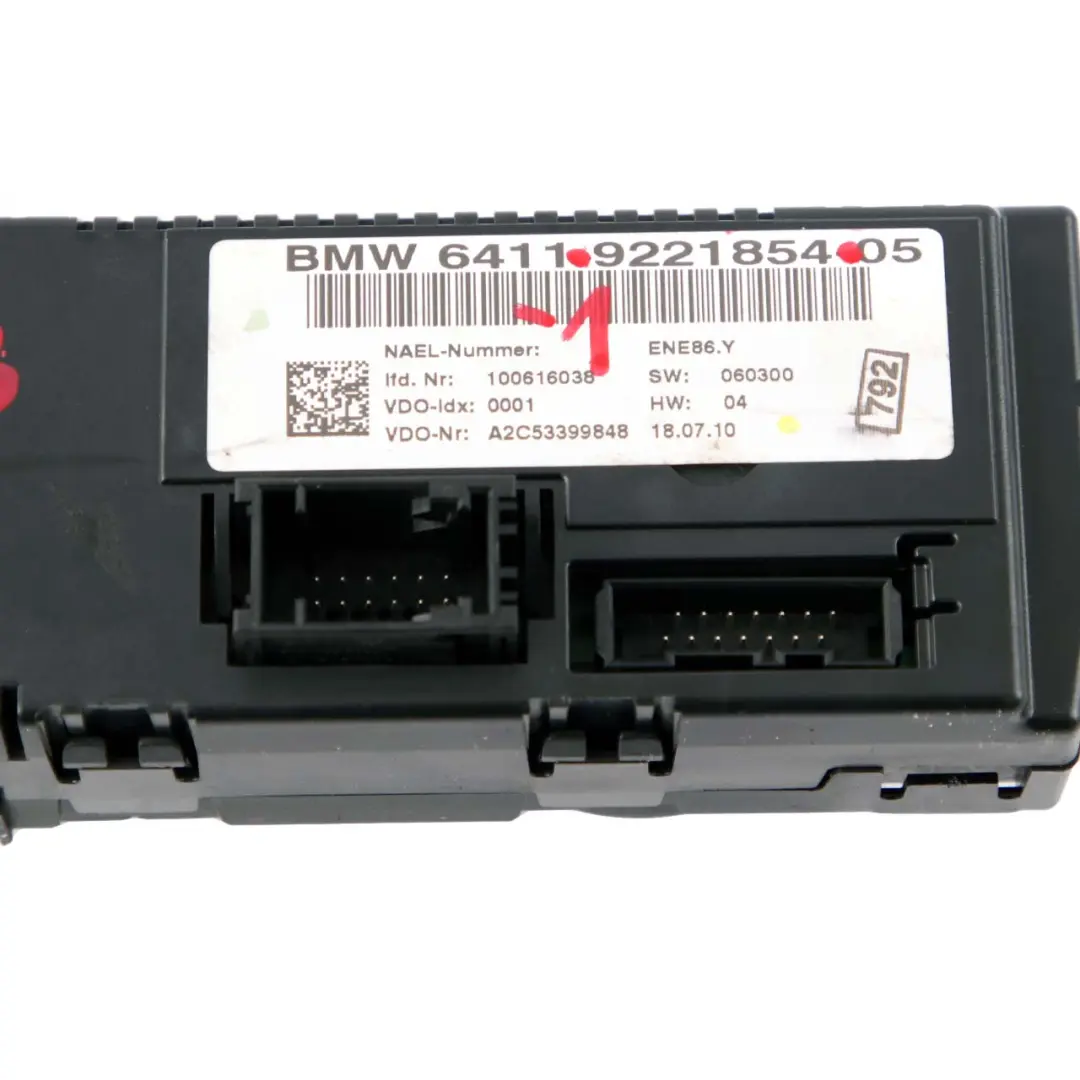Heater Air Conditioning A/C Control Panel 9221854 to BMW 3 E92 E93 LCI Automatic with Part number 9292264 BMW 3 E92 E93 LCI Automatic Heater Air Conditioning A/C Control Panel 9221854 - SKU 9221854-1 - Part number 9292264