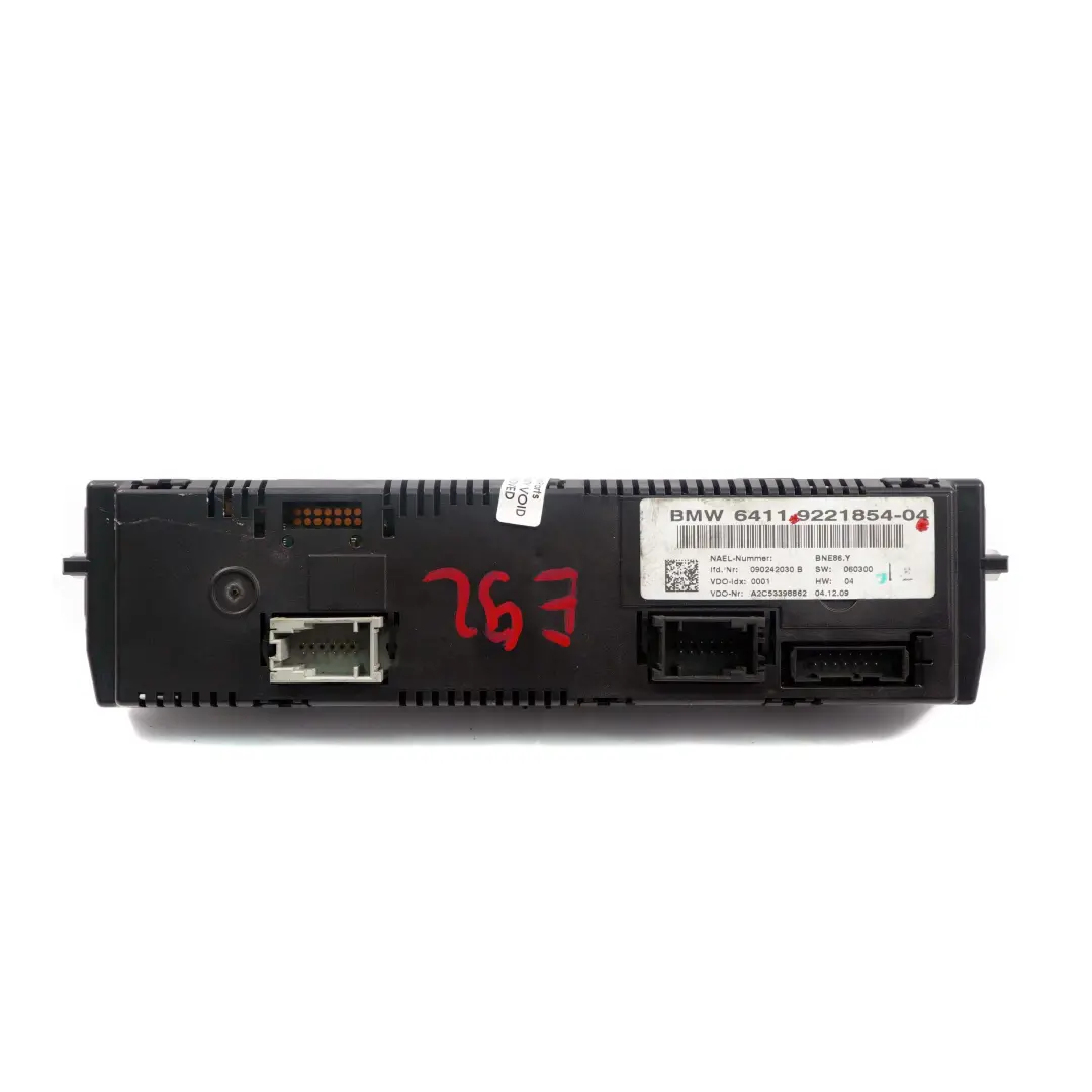 Heater Air Conditioning A/C Control Panel to BMW 3 E92 E93 LCI Automatic with Part number 9221854 BMW 3 E92 E93 LCI Automatic Heater Air Conditioning A/C Control Panel - SKU 9221854 - Part number 9221854