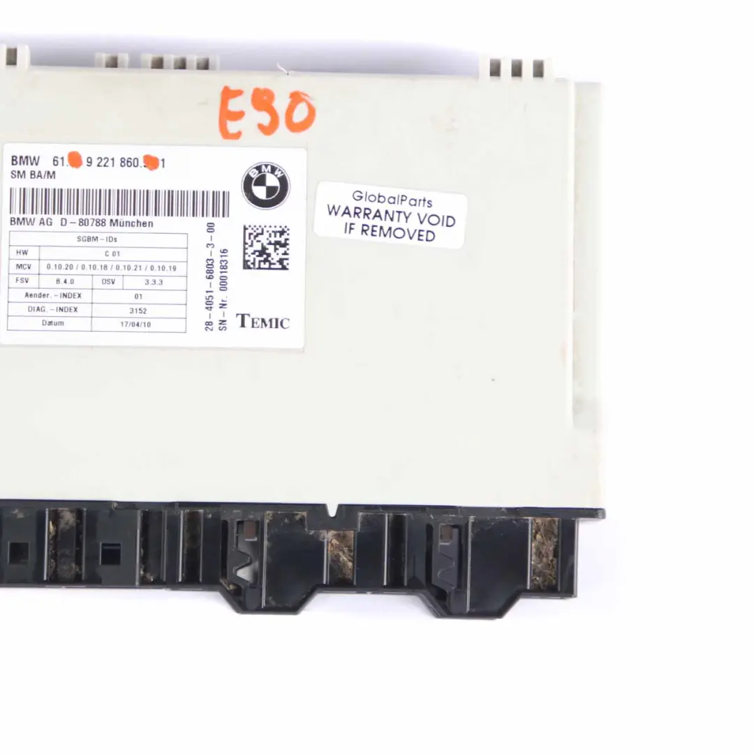 Seat Module BMW E90 E91 E93 LCI Front Left Right N/O/S Control Unit ECU - SKU 9221860 - Part number 9221860