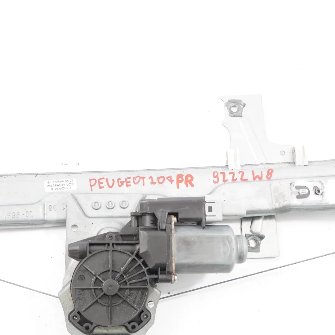 Peugeot 207 Window Lifter Front Door Right O/S Regulator Motor - SKU 9222W8 - Part number 9222W8