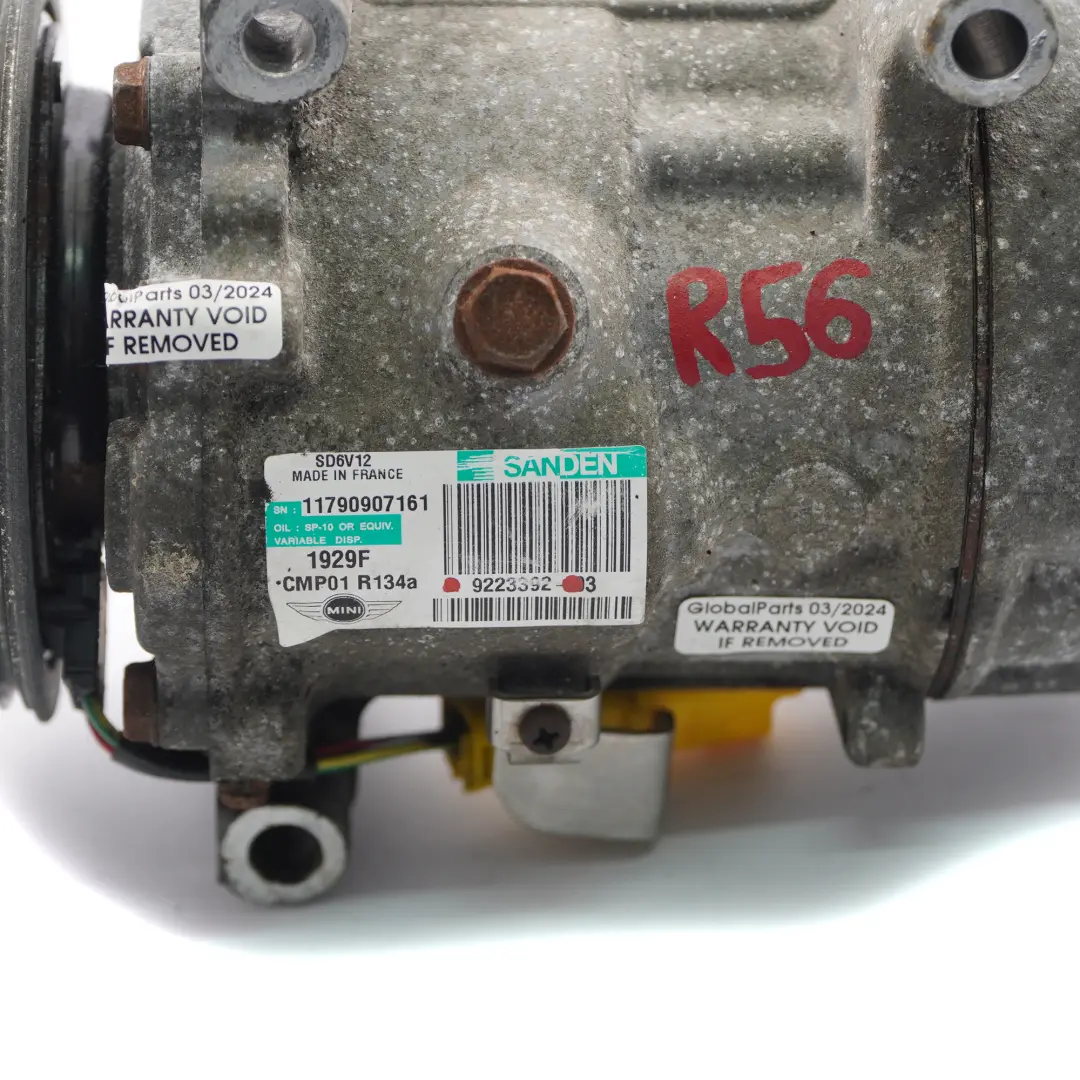 Compressor Mini R56 R55 R57 R60 Air Conditioning A/C RP Compressor to with Part number 9223392 Compressor Mini R56 R55 R57 R60 Air Conditioning A/C RP Compressor - SKU 9223392 - Part number 9223392