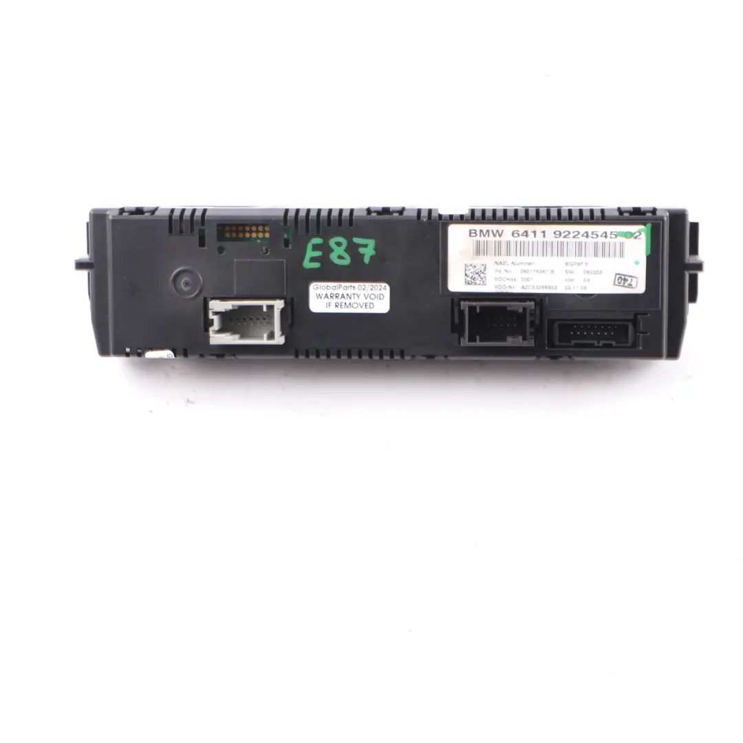 BMW E81 E87 E90 E91 E92 Automatic Air Conditioning Control - SKU 9224545-1 - Part number 9224545