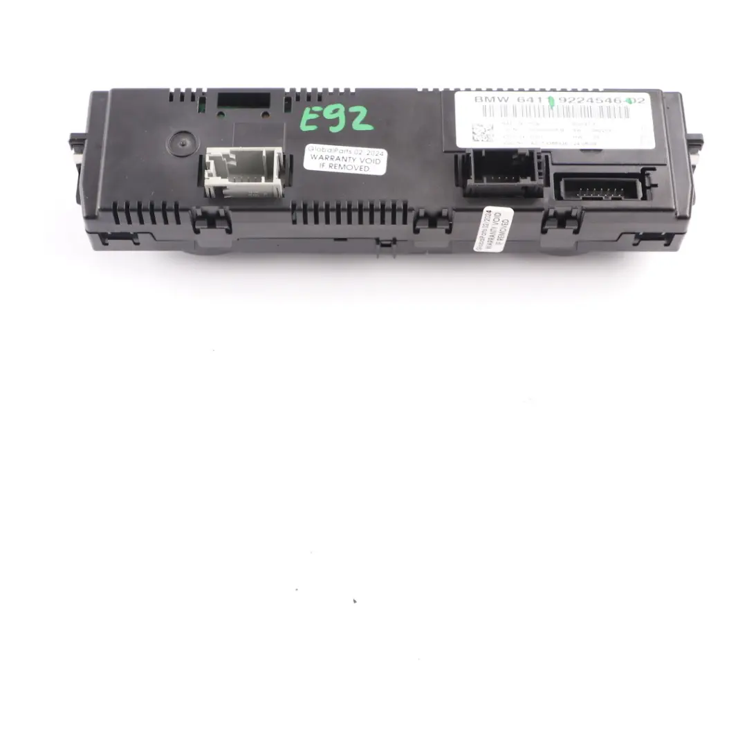 Heater Air Conditioning A/C Climate Control Panel to BMW E92 E93 Automatic with Part number 9224546 BMW E92 E93 Automatic Heater Air Conditioning A/C Climate Control Panel - SKU 9224546 - Part number 9224546