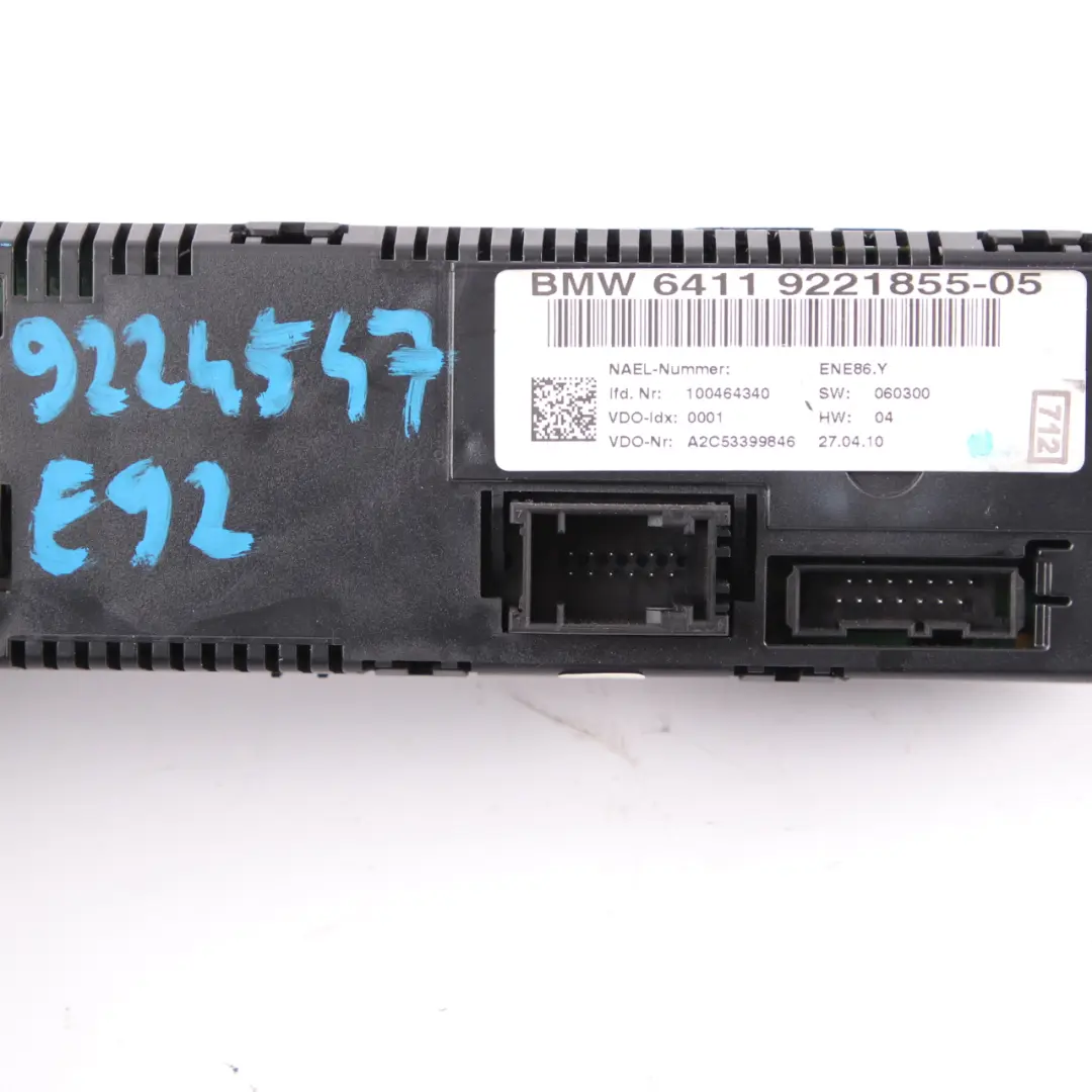 Heater Air Conditioning A/C Control Panel to BMW 3 Series E92 E93 Automatic with Part number 9224547 BMW 3 Series E92 E93 Automatic Heater Air Conditioning A/C Control Panel - SKU 9224547 - Part number 9224547