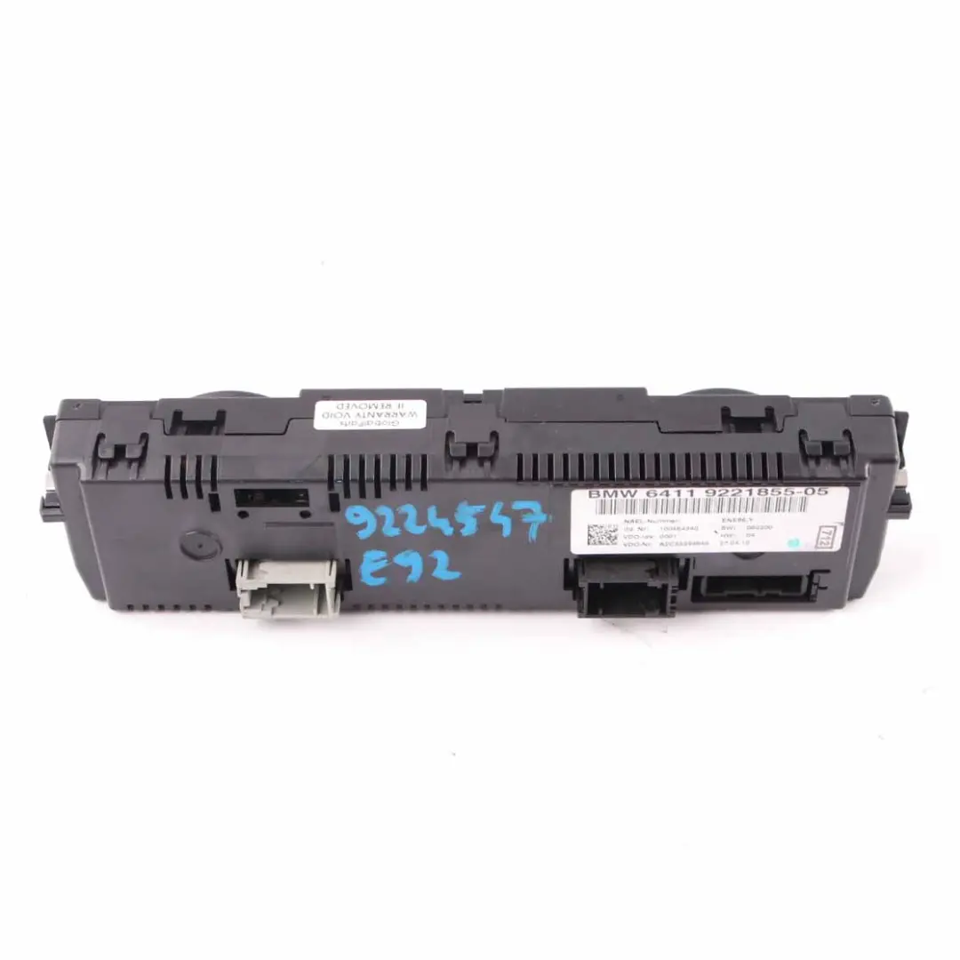 Heater Air Conditioning A/C Control Panel to BMW 3 Series E92 E93 Automatic with Part number 9224547 BMW 3 Series E92 E93 Automatic Heater Air Conditioning A/C Control Panel - SKU 9224547 - Part number 9224547