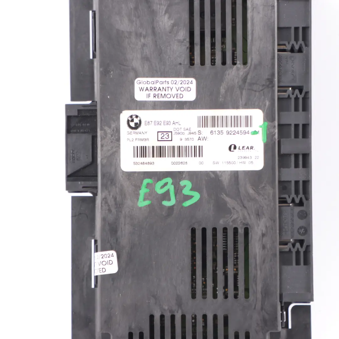 BMW E93 Modulo Unità Controllo Luci Centralina Pedaliera FRM3R PL2 Lear - SKU 9224594-1 - Numero di parte 9224594