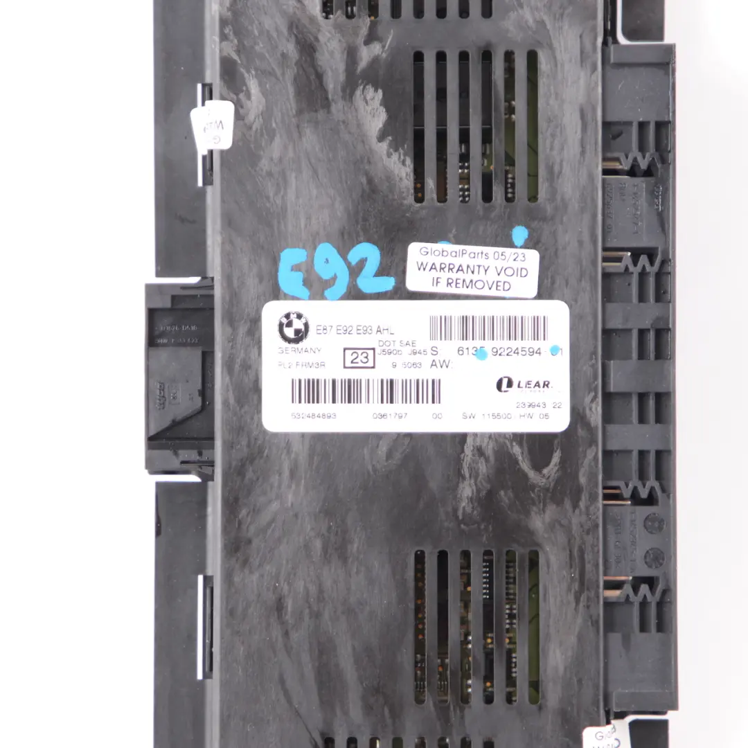 Footwell ECU Light Control Unit Module FRM3R PL2 Lear to BMW E92 with Part number 9224594 BMW E92 Footwell ECU Light Control Unit Module FRM3R PL2 Lear - SKU 9224594 - Part number 9224594