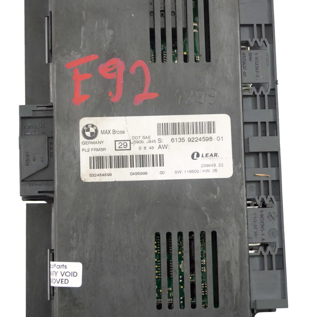 BMW E92 Max Brose Footwell Luz Modulo Unidad De Control ECU FRM3R - SKU 9224598 - Número de pieza 9224598
