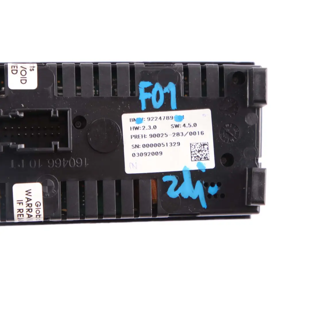 Control Panel BMW F01 Rear Air Conditioning A/C Unit Module to with Part number 9224789 Control Panel BMW F01 Rear Air Conditioning A/C Unit Module - SKU 9224789 - Part number 9224789