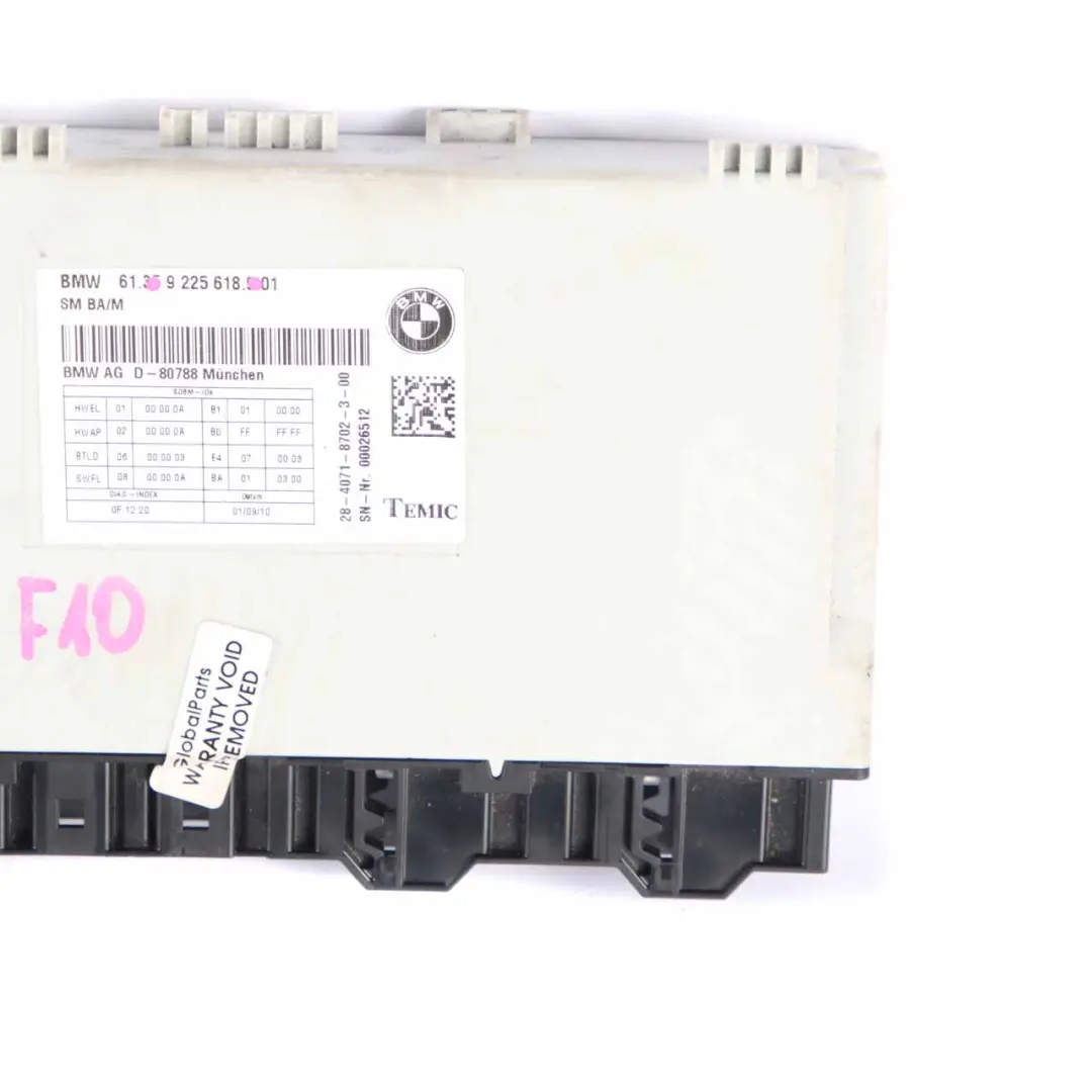 Control Unit BMW F01 F10 Module ECU Electronic Module Memory to Seat with Part number 9225618 Seat Control Unit BMW F01 F10 Module ECU Electronic Module Memory - SKU 9225618 - Part number 9225618
