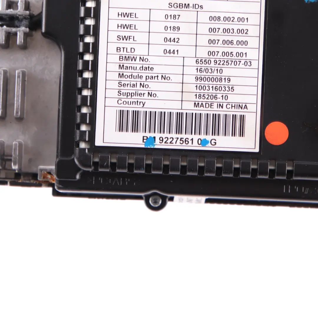 BMW F10 F11 Wyświetlacz Monitor 10,25" 9227561 - SKU 9225707 - Numer Części 9225707