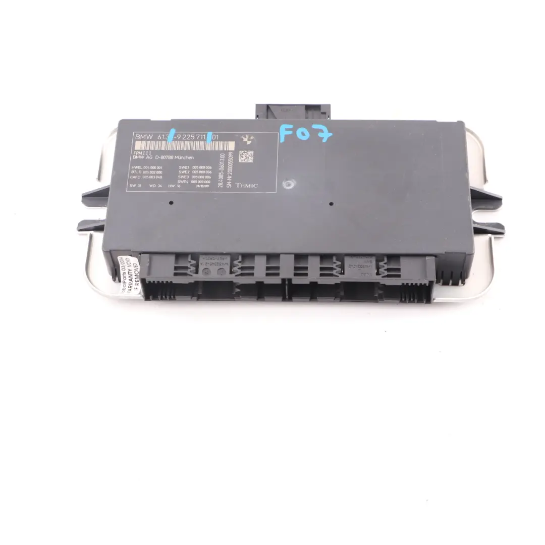 Footwell Light Module Control Unit ECU FRM3 to BMW F07 GT with Part number 9225711 BMW F07 GT Footwell Light Module Control Unit ECU FRM3 - SKU 9225711 - Part number 9225711