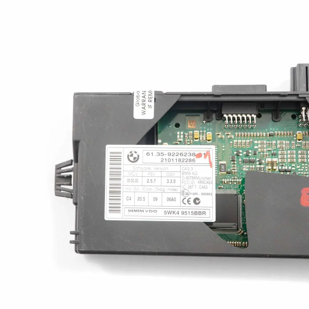 CAS 3 ECU Control Unit Key Reading Module to BMW E60 E87 E90 E91 E92 with Part number 9226238 BMW E60 E87 E90 E91 E92 CAS 3 ECU Control Unit Key Reading Module - SKU 9226238-1 - Part number 9226238