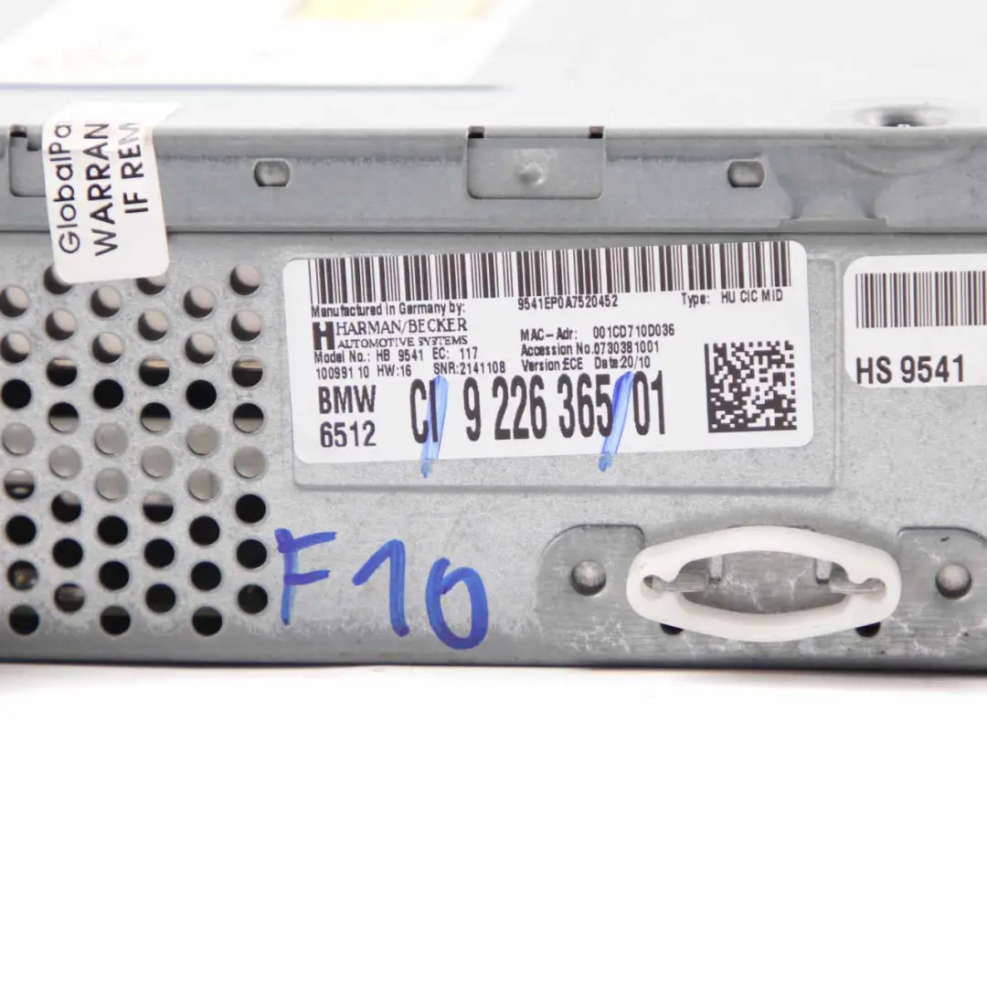 BMW F10 F11 Moduł Czytnik CD Radio Nawigacja - SKU 9226365 - Numer Części 9226365