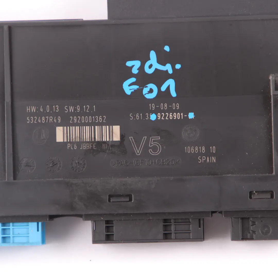  Karosserie steuerungs modul BMW F01 ECU Junction Box PL6 JBBFE III 3 - SKU 9226901 - Teilenummer 9226901