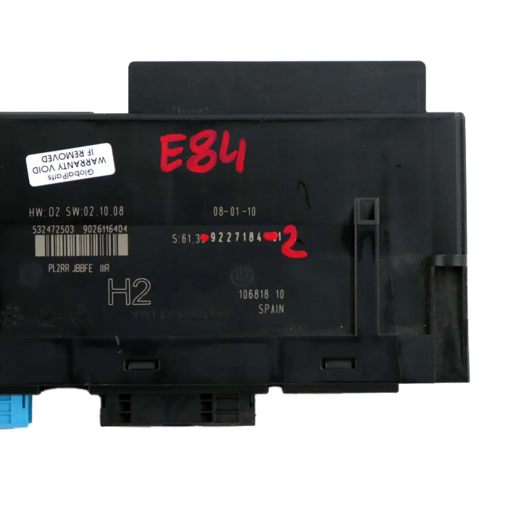BMW X1 Series E84 ECU Body Control Module Unit H2 PL2RR JBBFE IIIR - SKU 9227184-2 - Part number 9227184