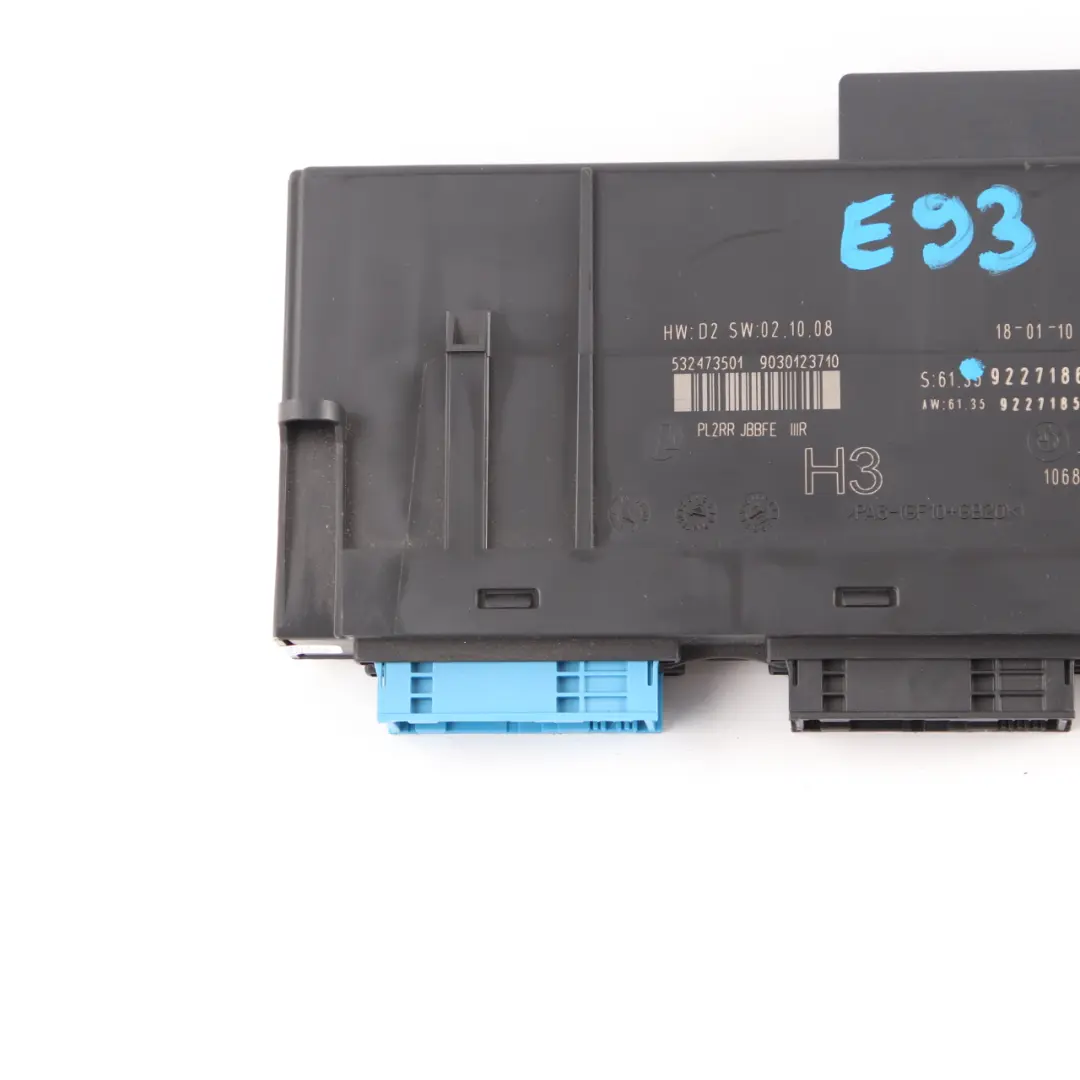 Moduł Sterownik Komfortu PL2RR JBBFE IIIR H3 do BMW E93 o numerze 9227186 BMW E93 Moduł Sterownik Komfortu PL2RR JBBFE IIIR H3 - SKU 9227186-1 - Numer Części 9227186