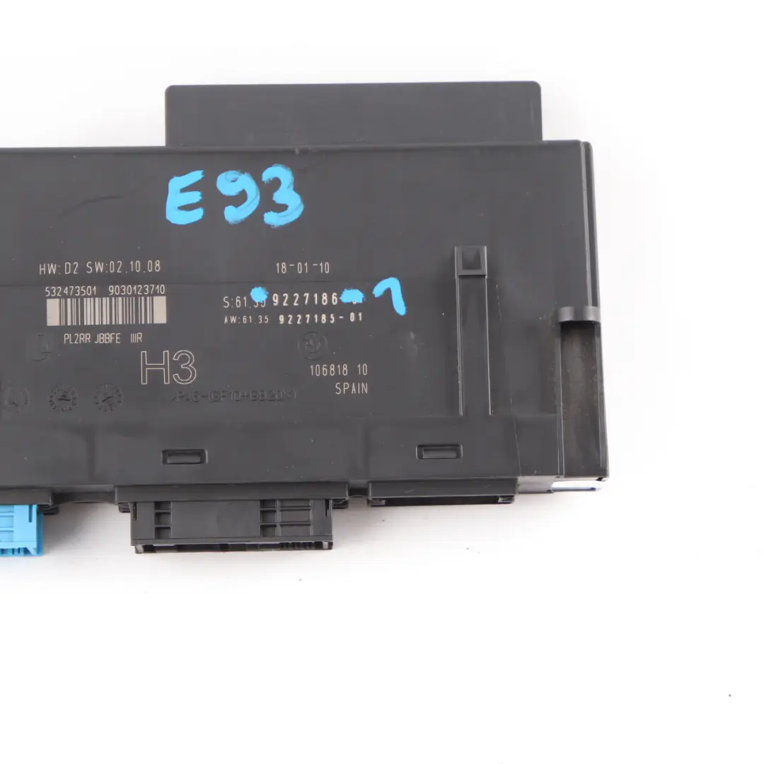 BMW E93 ECU Body Control Module Unit PL2RR JBBFE IIIR H3 Junction Box - SKU 9227186-1 - Part number 9227186