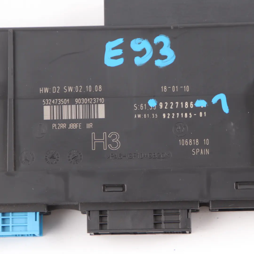 BMW E93 Körperkontrolle Modul Einheit PL2RR JBBFE IIIR H3 Abzweigdose - SKU 9227186-1 - Teilenummer 9227186