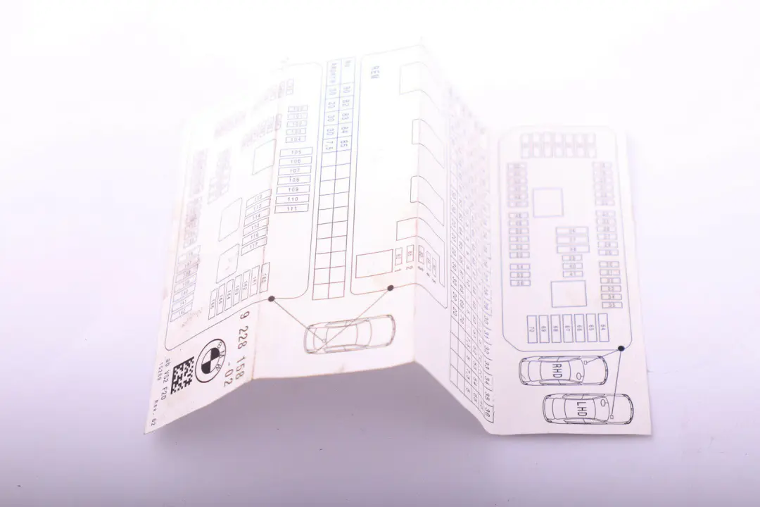BMW F20 F21 F30 F31 Carte Sicherungsbelegung - SKU 9228158 - Numéro de pièce 9228158