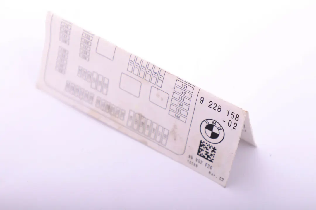 BMW F20 F21 F30 F31 Carte Sicherungsbelegung - SKU 9228158 - Numéro de pièce 9228158