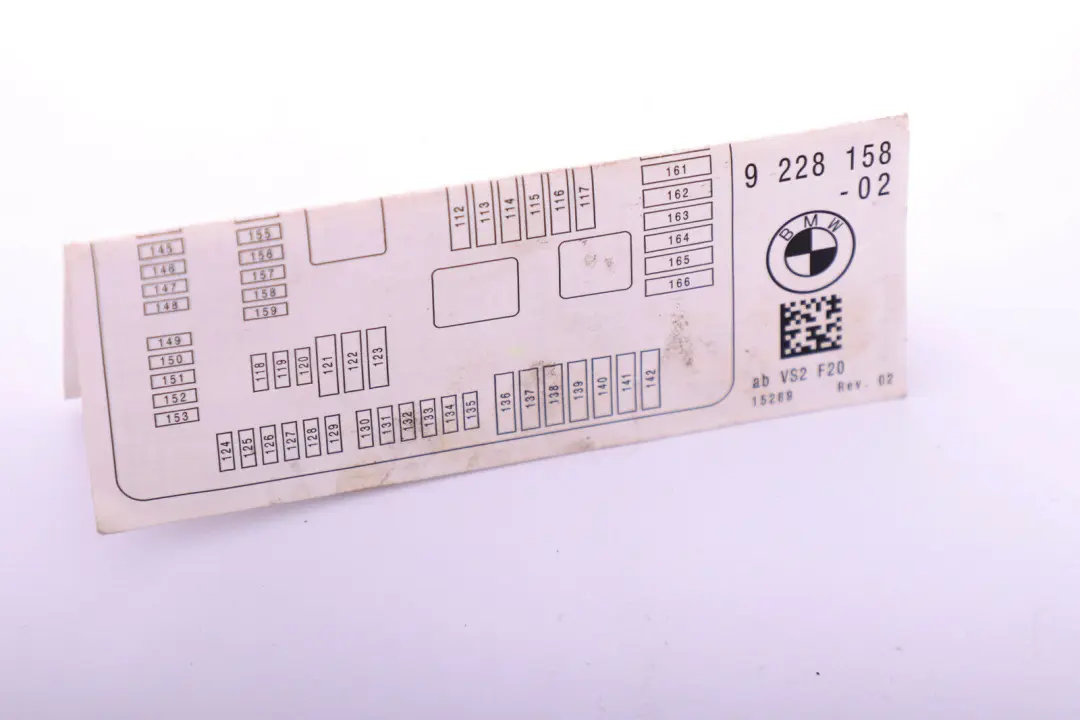 BMW 1 3 er F20 F21 F30 F31 Karte Sicherungsbelegung - SKU 9228158 - Teilenummer 9228158