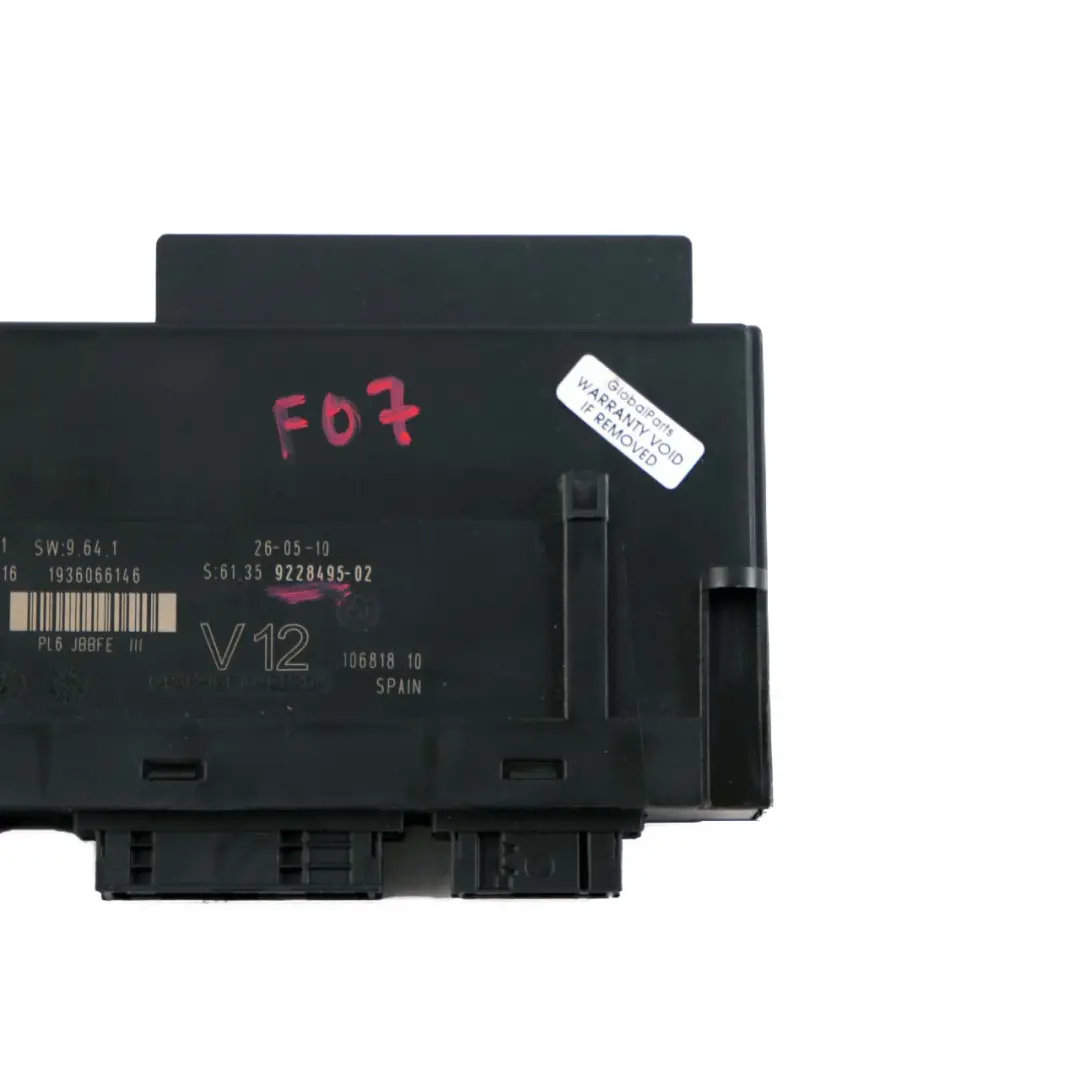 BMW 5 F07 GT ECU Body Control Modul Anschlussdose V12 PL2 JBBFE III - SKU 9228495 - Teilenummer 9228495