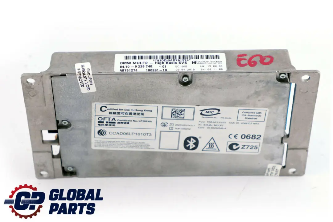 Frei Sprechen Bluetooth Modul Hoch MULF2 für BMW E60 E81 E87 LCI E90 mit Teilenummer 9229740 BMW E60 E81 E87 LCI E90 Frei Sprechen Bluetooth Modul Hoch MULF2 - SKU 9229740 - Teilenummer 9229740