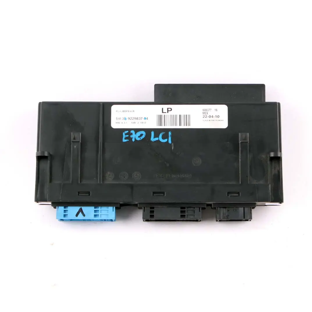 ECU Body Control Module PL4 JBBFE III Junction Box to BMW X5 E70 LCI with Part number 9229837 BMW X5 E70 LCI ECU Body Control Module PL4 JBBFE III Junction Box - SKU 9229837 - Part number 9229837