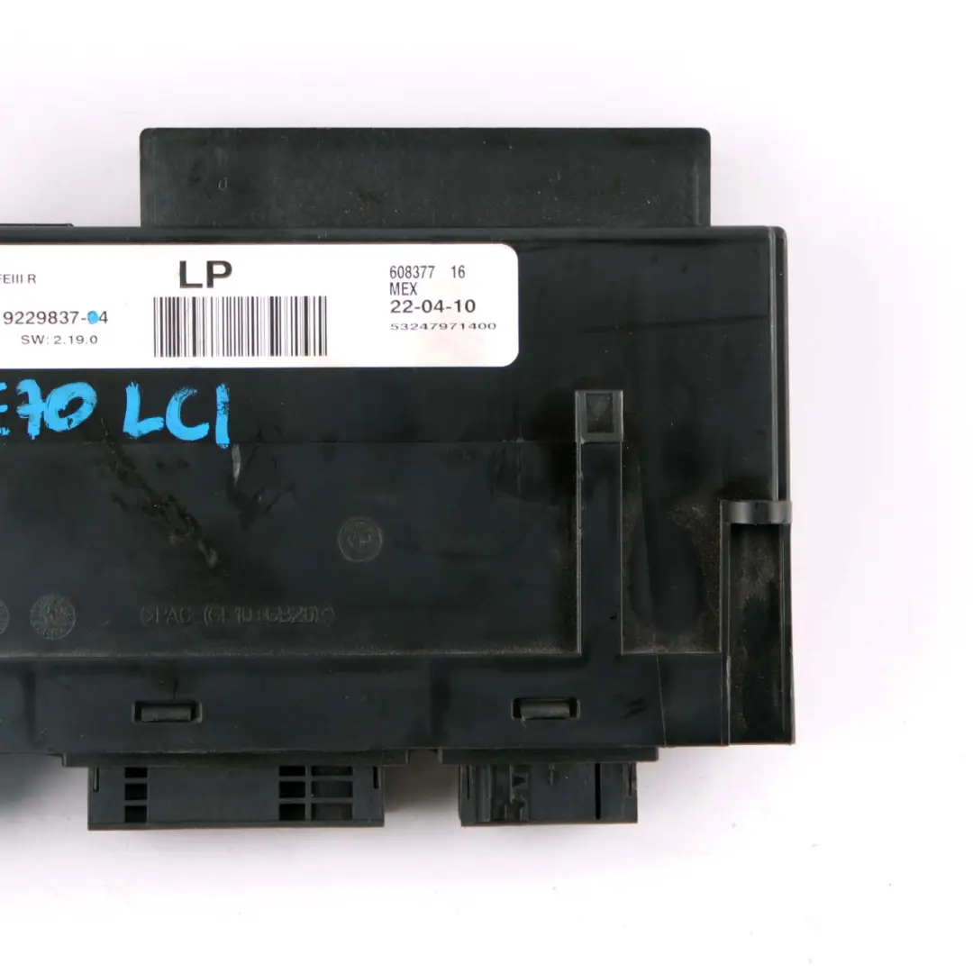 BMW X5 E70 LCI Module Contrôle Carrosserie PL4 JBBFE III - SKU 9229837 - Numéro de pièce 9229837